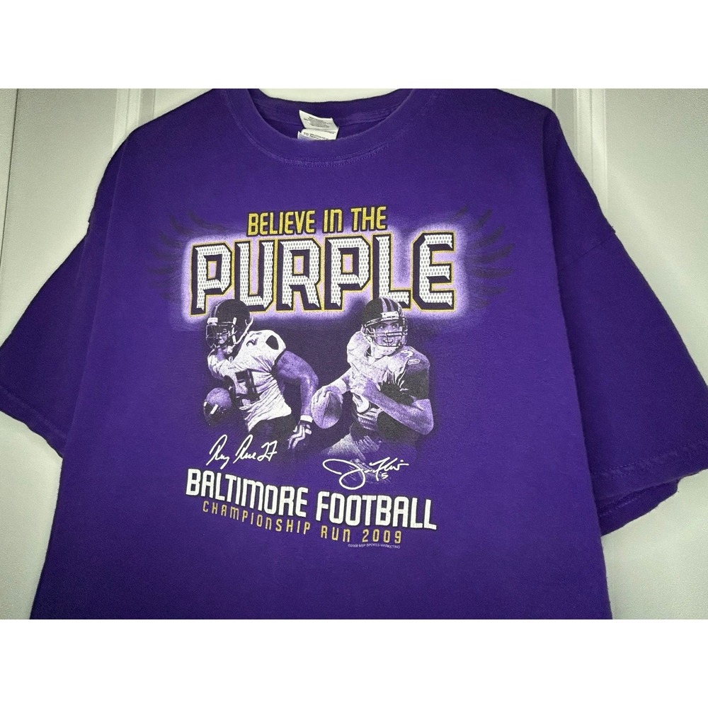 Vintage Y2k 2009 Baltimore‎ Ravens "Believe In Purple" Football Sports T-Shirt